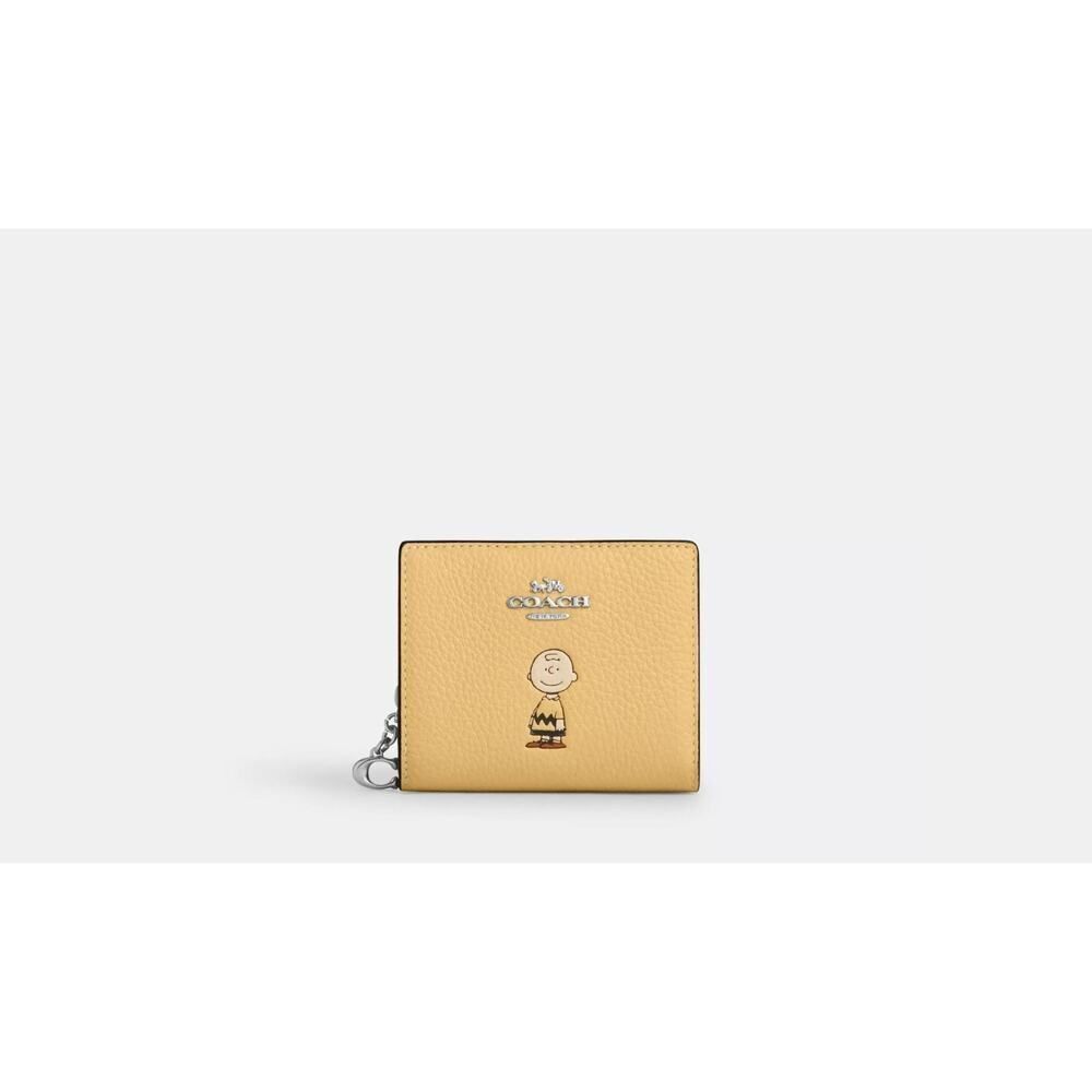NWT Coach CBN90 X Peanuts Charlie Brown Snap Wallet Leather Hay Multi - Picture 5 of 8